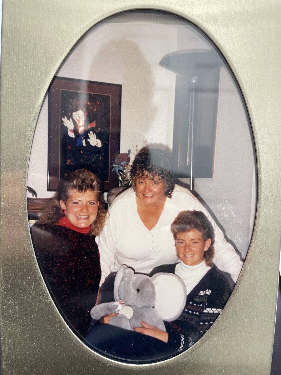 A framed family photograph from years past